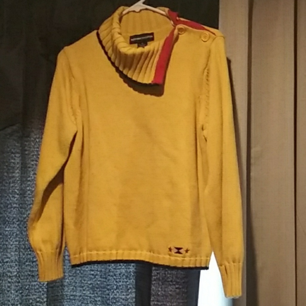 Yellow and Red Cowl neck sweater